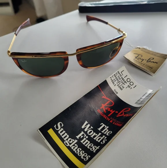 1980's Vintage Bausch & Lomb Ray Ban L1001 Tortoise Brown/Gold - Size 62mm - Picture 10 of 11